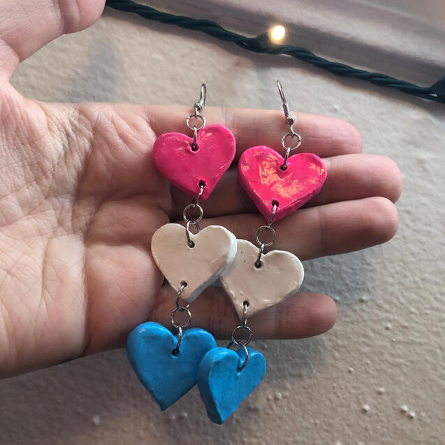 trans heart earrings